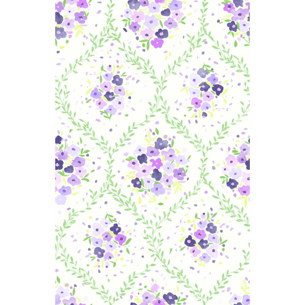 York 1266098 Web Peel & Stick Murals Lavender Trellis Wallpaper in Lavender